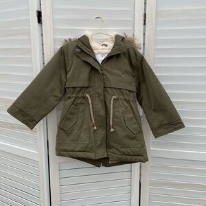 Zara Toddler Girl Lined Parka Removable Fur 2/3 T